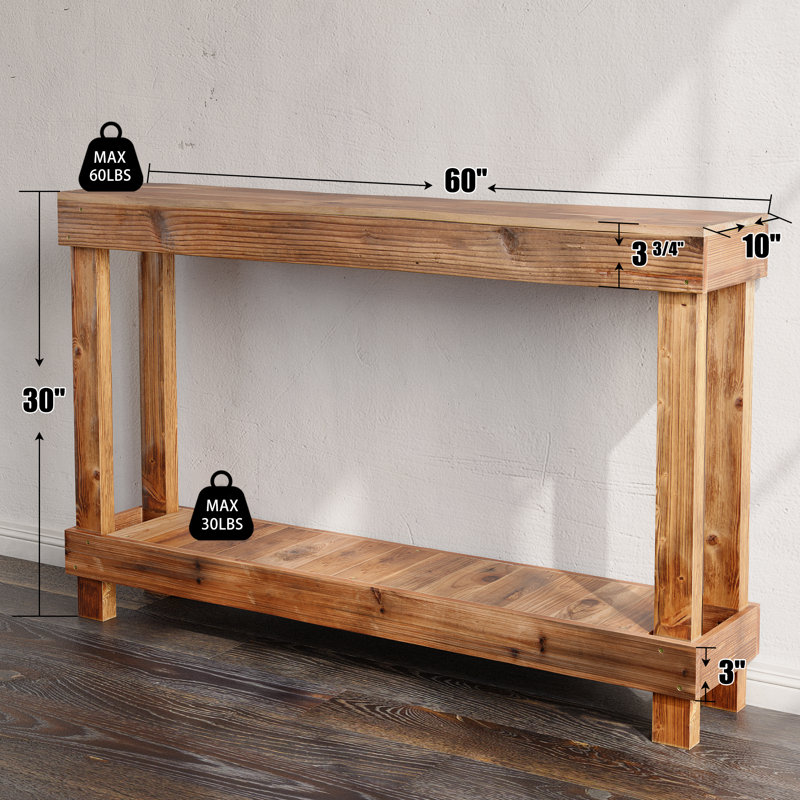 The Holiday Aisle® 60" Natural Narrow Solid Wood Console Table | Wayfair